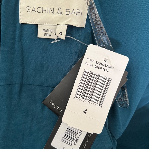 Sachin & Babi Ceri Deep Teal Beaded Belted Strapless Ball Gown Dress - Picture 13 of 13